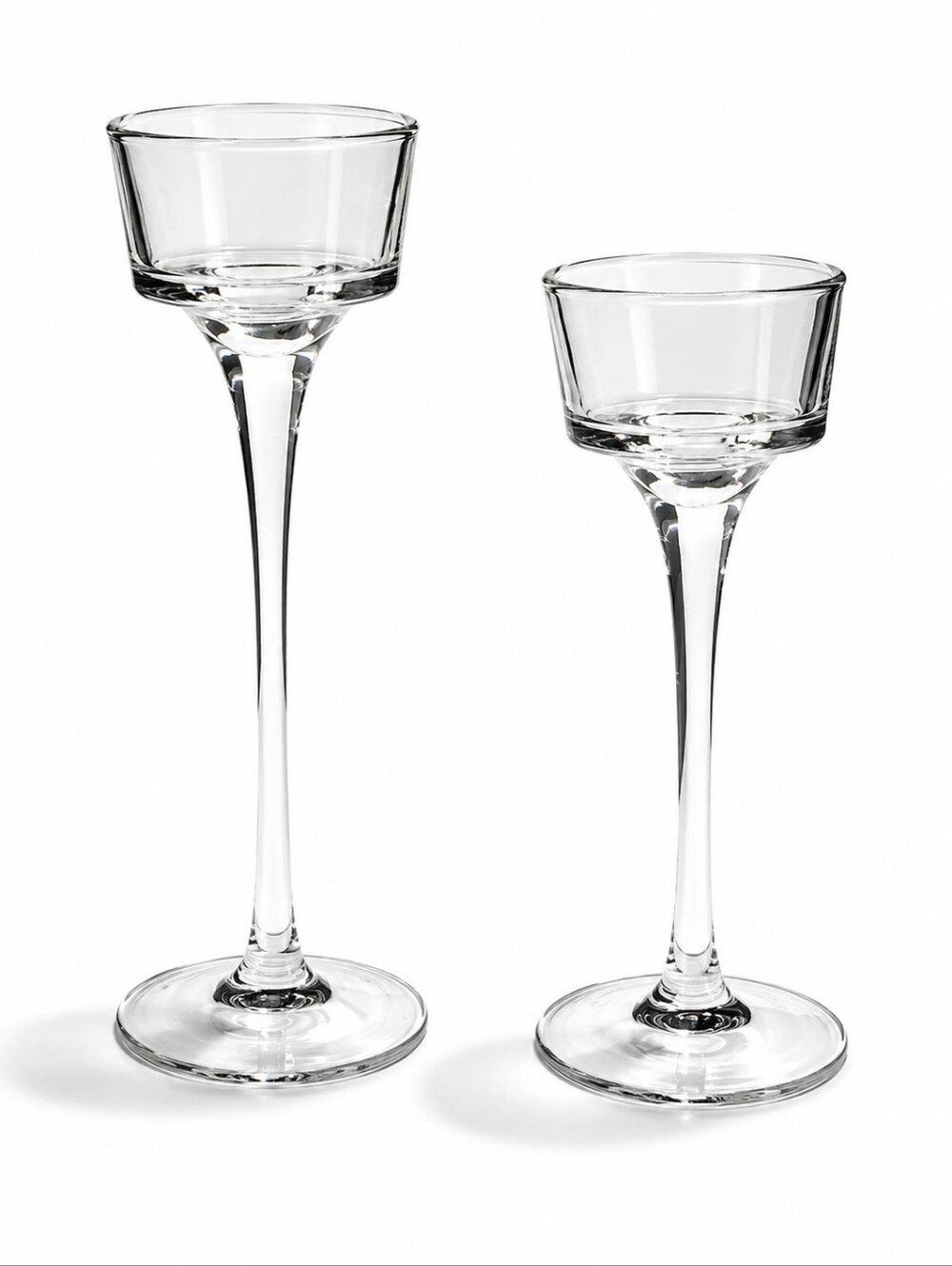 Set of 2 Clear Glass Pedestal Votive Candle Holders Stemmed